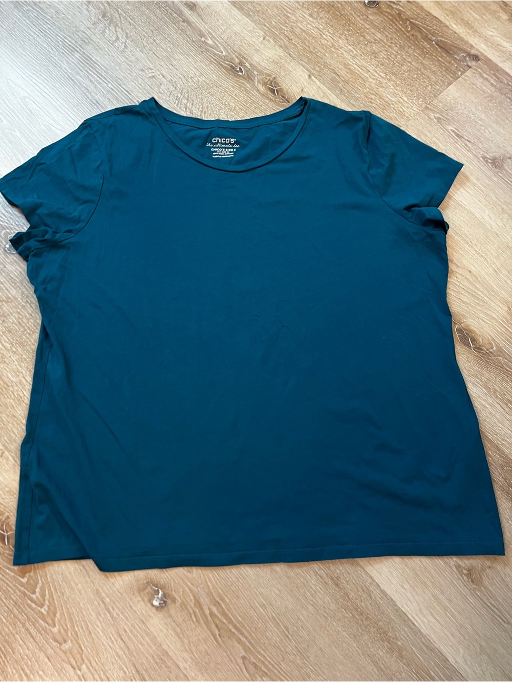 Chico's Deep Teal Short-Sleeve Crewneck Top